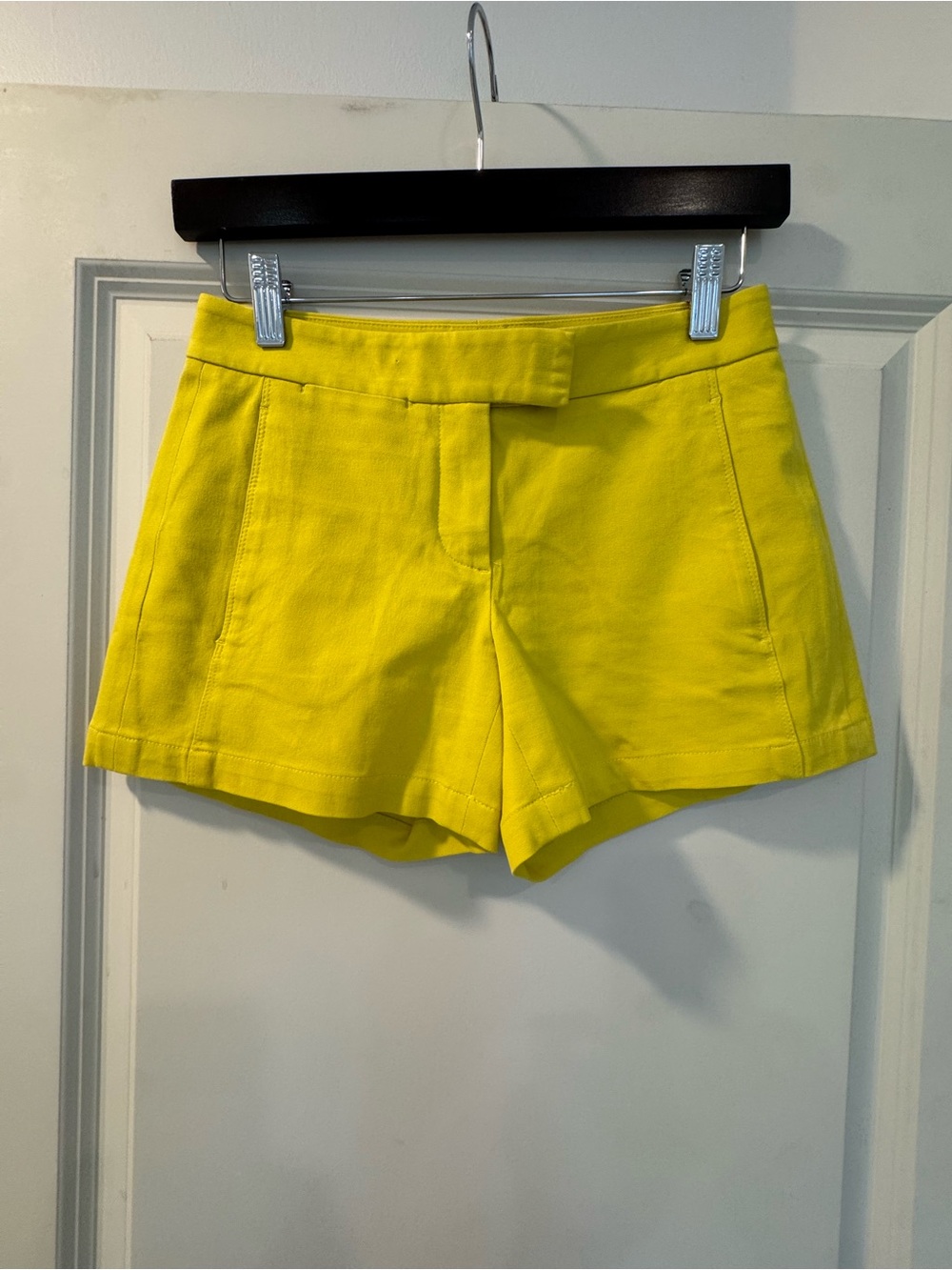 Theory Yellow High-Waist Tailored Shorts